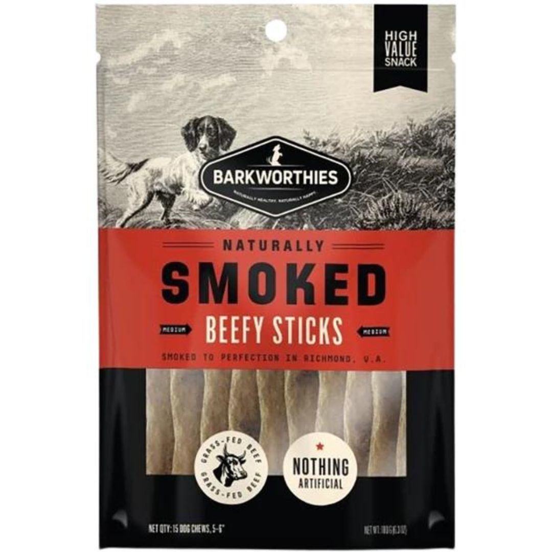 Barkworthies Smoked Beefy Sticks Dog Treat 1ea/MD, 56 in, 15 ct