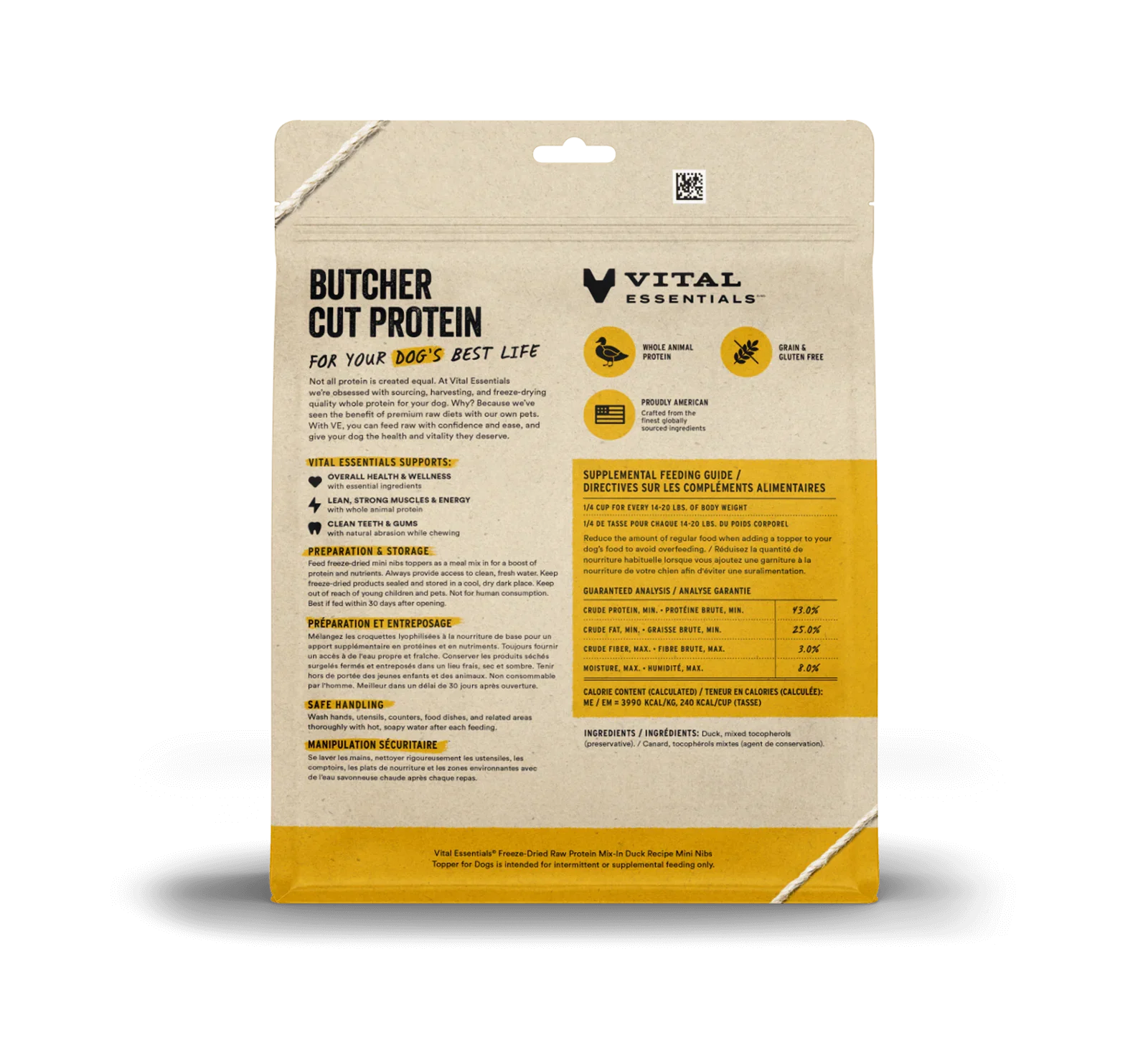 Vital Essentials Dog Freeze Dried Topper Duck 18oz.