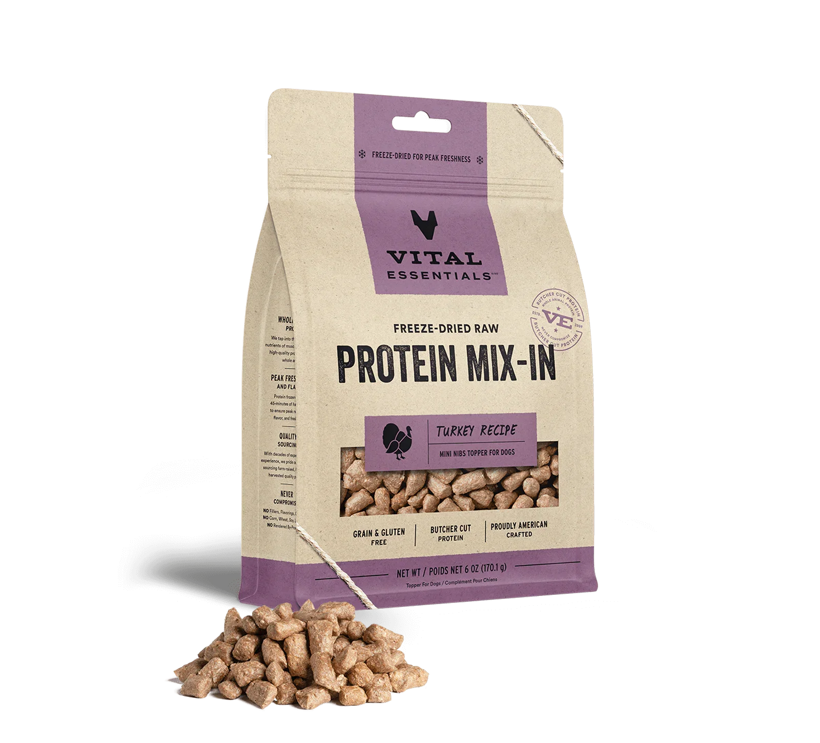 Vital Essentials Dog Freeze Dried Topper Turkey 6oz.