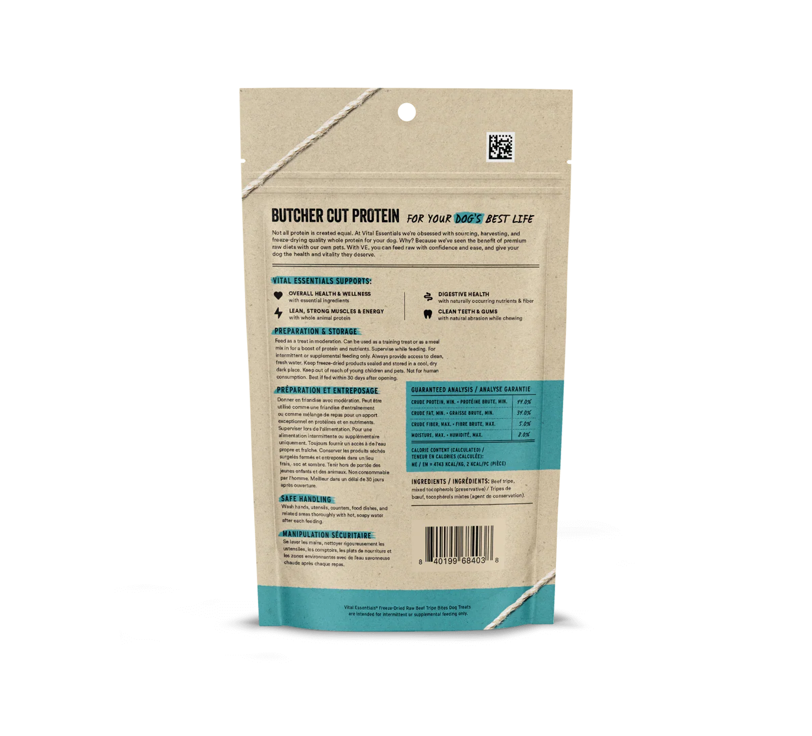 Vital Essentials Dog Freeze-Dried Treat Beef Tripe 2.3oz.