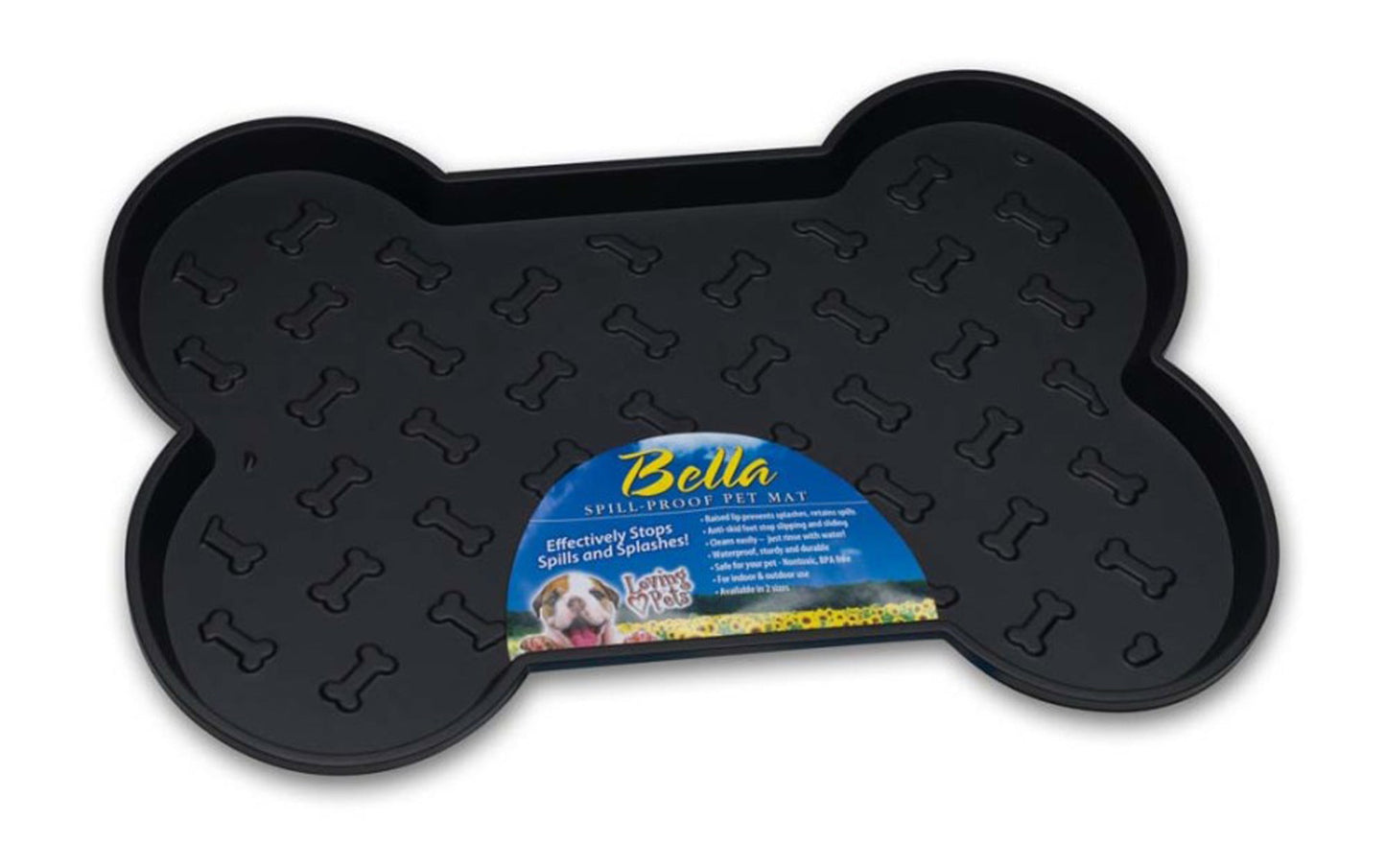 Loving Pets SpillProof Bone Shaped Dog Mat Black, 1ea/LG