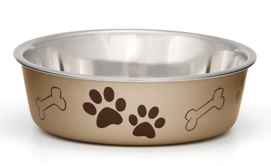 Loving Pets Metallic Dog Bowl Champagne, 1ea/SM