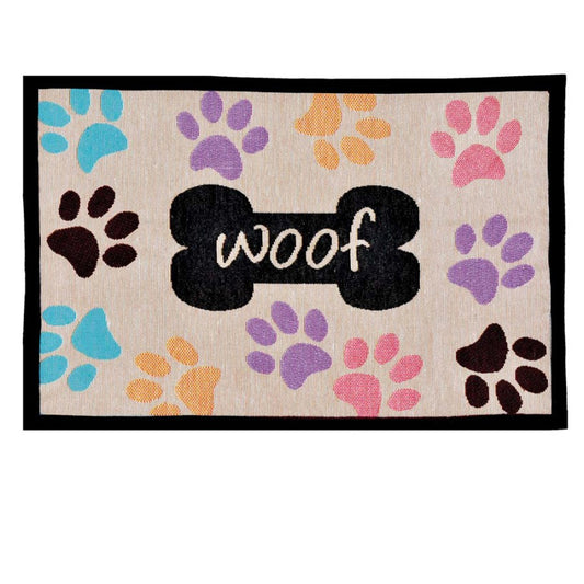 Loving Pets Fashion Mat Woof with Multi Paws MultiColor, 1ea