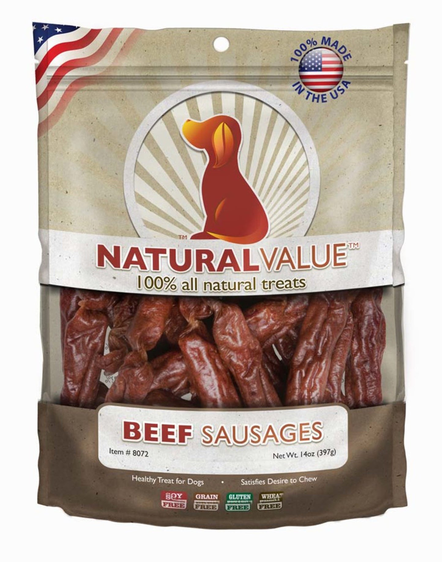 Loving Pets Natural Value Sausages Dog Treats Beef, 1ea/13 oz