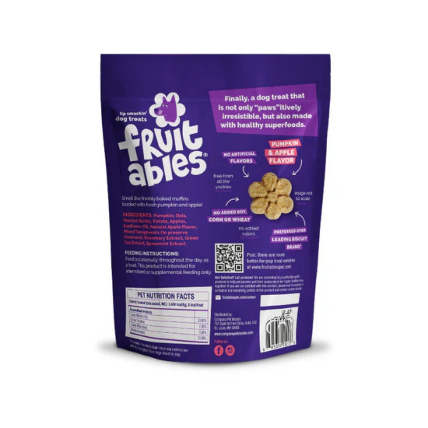 Fruitables Crunchy Baked Dog Treats Pumpkin Apple 1ea/7 oz
