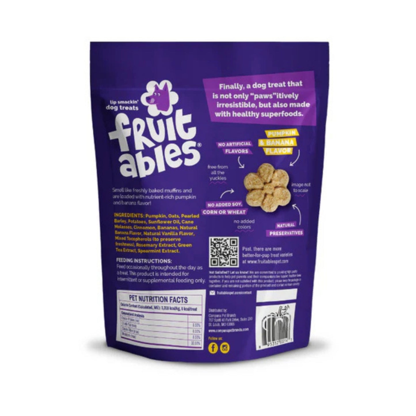 Fruitables Crunchy Baked Dog Treats Pumpkin Banana 1ea/7 oz