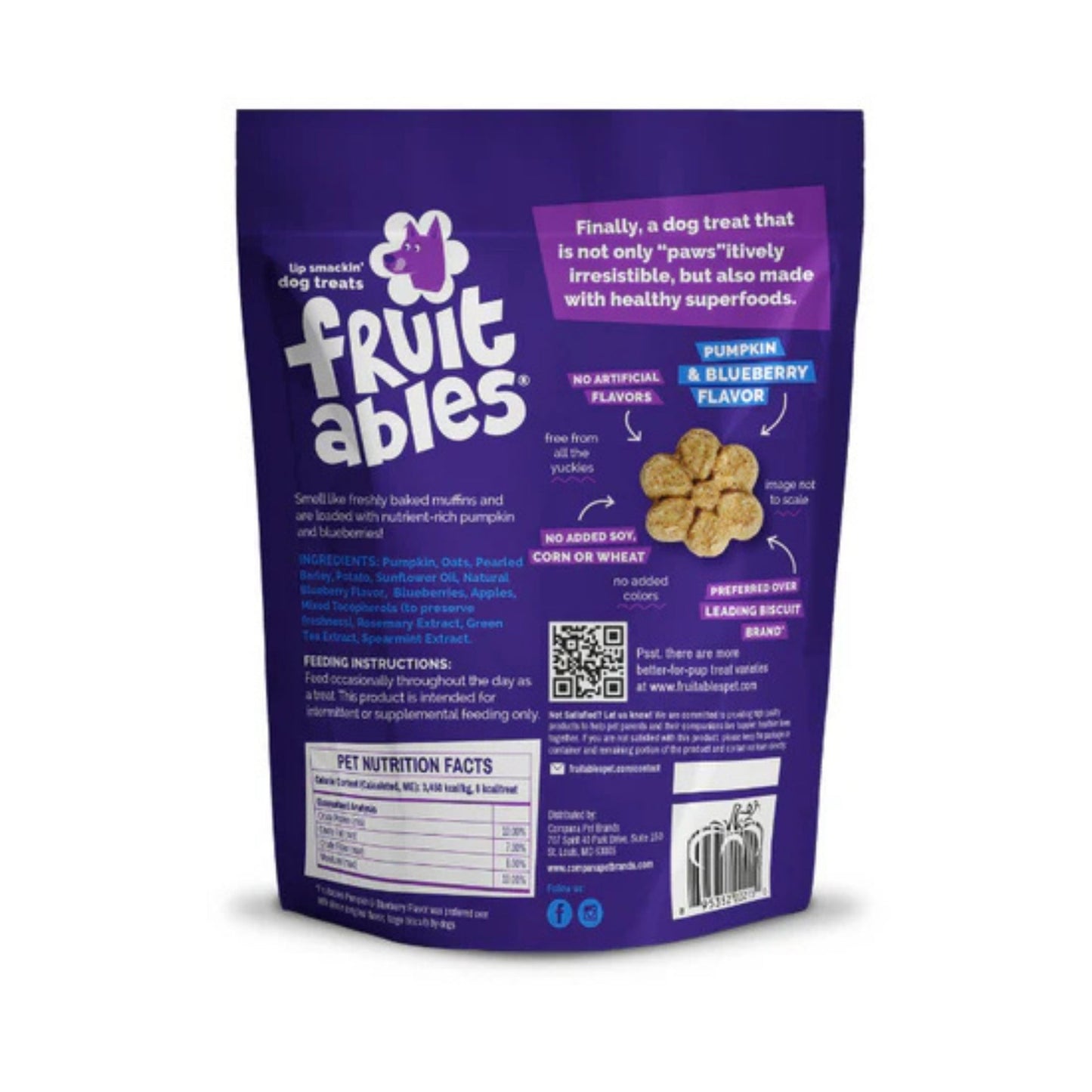 Fruitables Crunchy Baked Dog Treats Pumpkin/Blueberry 1ea/7 oz