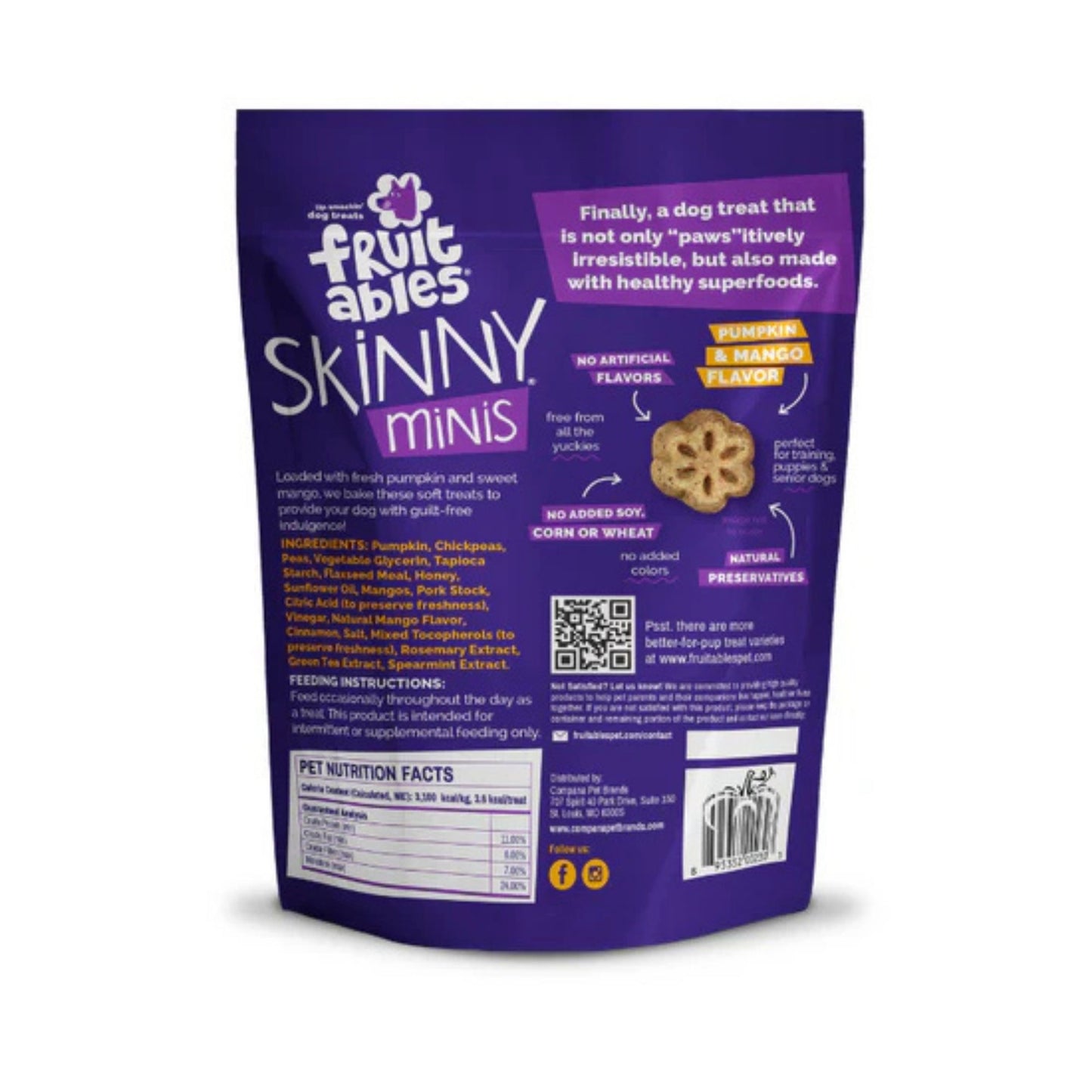 Fruitables Skinny Minis Soft Dog Treats Pumpkin Mango 1ea/5 oz