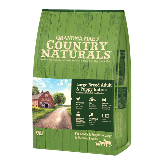Grandma Mae's Country Naturals Large Breed Adult & Puppy Entrée Dry Dog Food Chicken & Rice 14lb