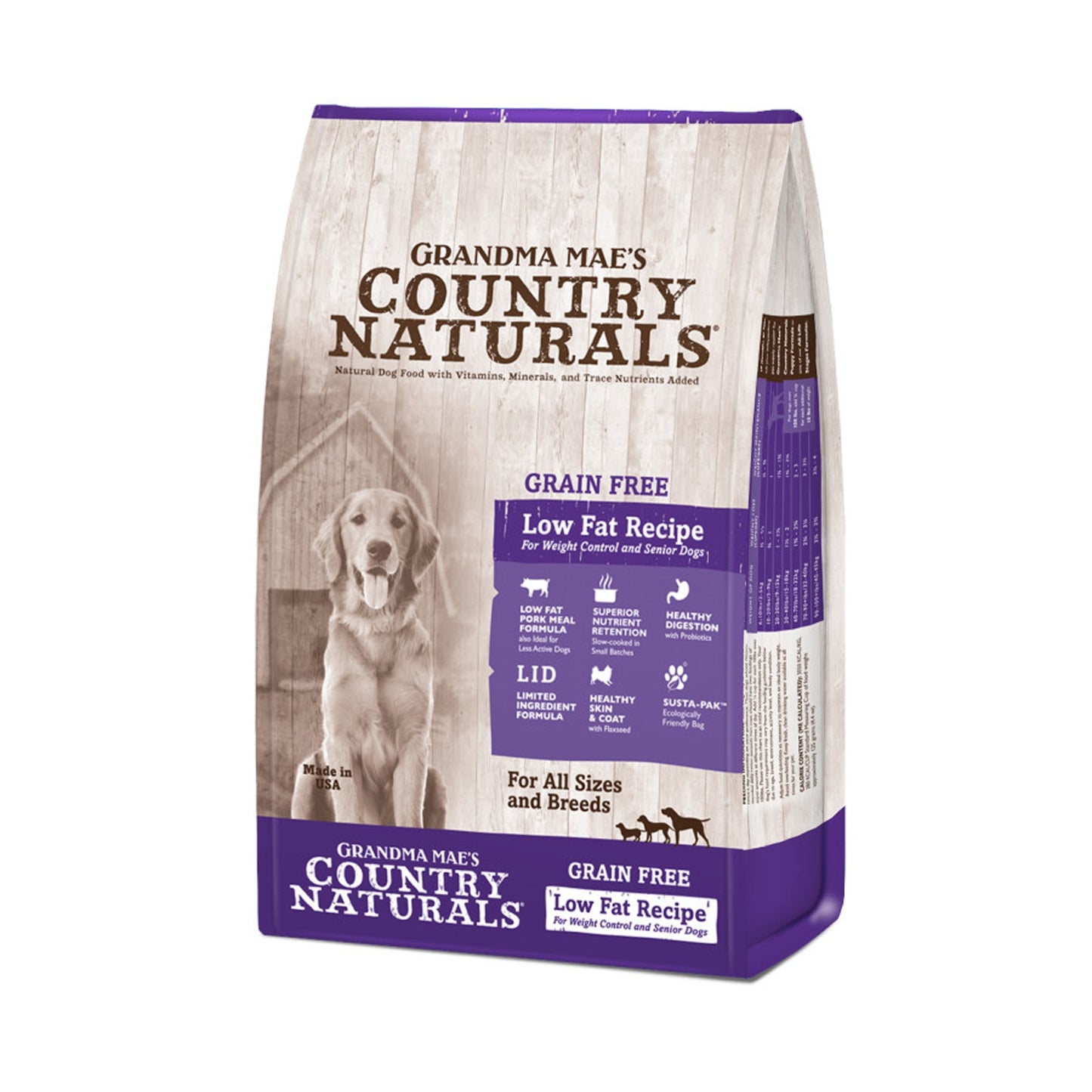 Grandma Mae's Country Naturals Grain Free Low Fat Recipe for Weight Control and Seniors Dry Dog Food Pork 14lb