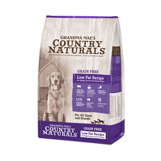 Grandma Mae's Country Naturals Grain Free Low Fat Recipe for Weight Control and Seniors Dry Dog Food Pork 14lb