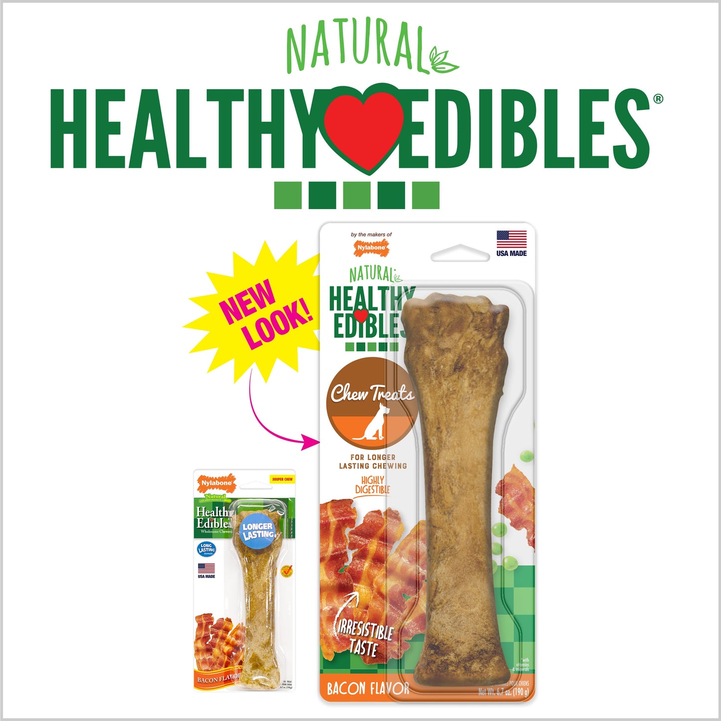 Nylabone Healthy Edibles AllNatural Long Lasting Chew Treats 1 Count, 1ea/Souper  50 lb