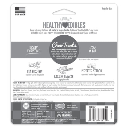 Nylabone Healthy Edibles AllNatural Long Lasting Chew Treats Bacon, 1ea/SMall/Regular  Up To 25 Ibs. 3 ct