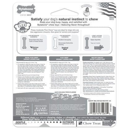 Nylabone Healthy Edibles and Flexi Chew Value Pack Chicken  Bacon, 1ea/XS/Petite  Up To 15 Lbs. 3 ct