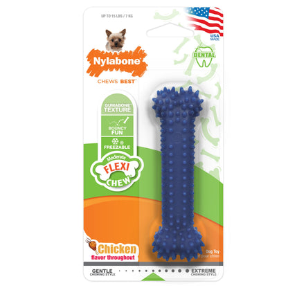 Nylabone Moderate Chew Textured Dog Dental Chew Toy Chicken, Blue, 1ea/XS/Petite  Up To 15 Lbs. 1 ct