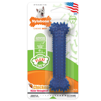 Nylabone Moderate Chew Textured Dog Dental Chew Toy Chicken, Blue, 1ea/SMall/Regular  Up To 25 Ibs. 1 ct