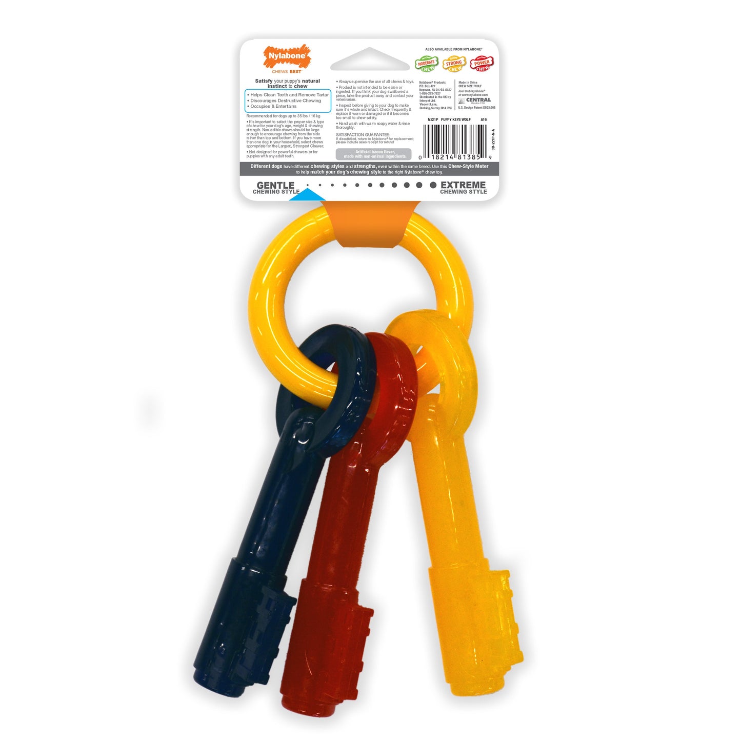Nylabone Just for Puppies Teething Chew Toy Keys Bacon, 1ea/Medium/Wolf  Up To 35 Lbs. 1 ct