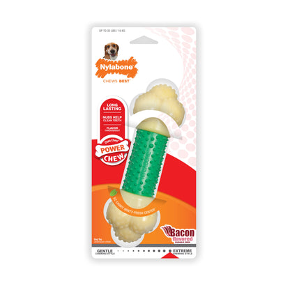 Nylabone Power Chew Double Action Durable Dog Toy Bacon, 1ea/Medium/Wolf  Up To 35 Lbs. 1 ct