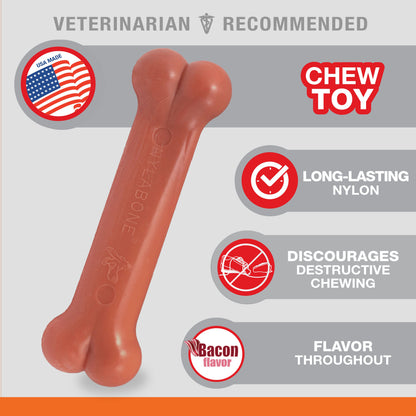 Nylabone Power Chew Dog Toy Bacon, 1ea/Medium/Wolf  Up To 35 Lbs. 1 ct