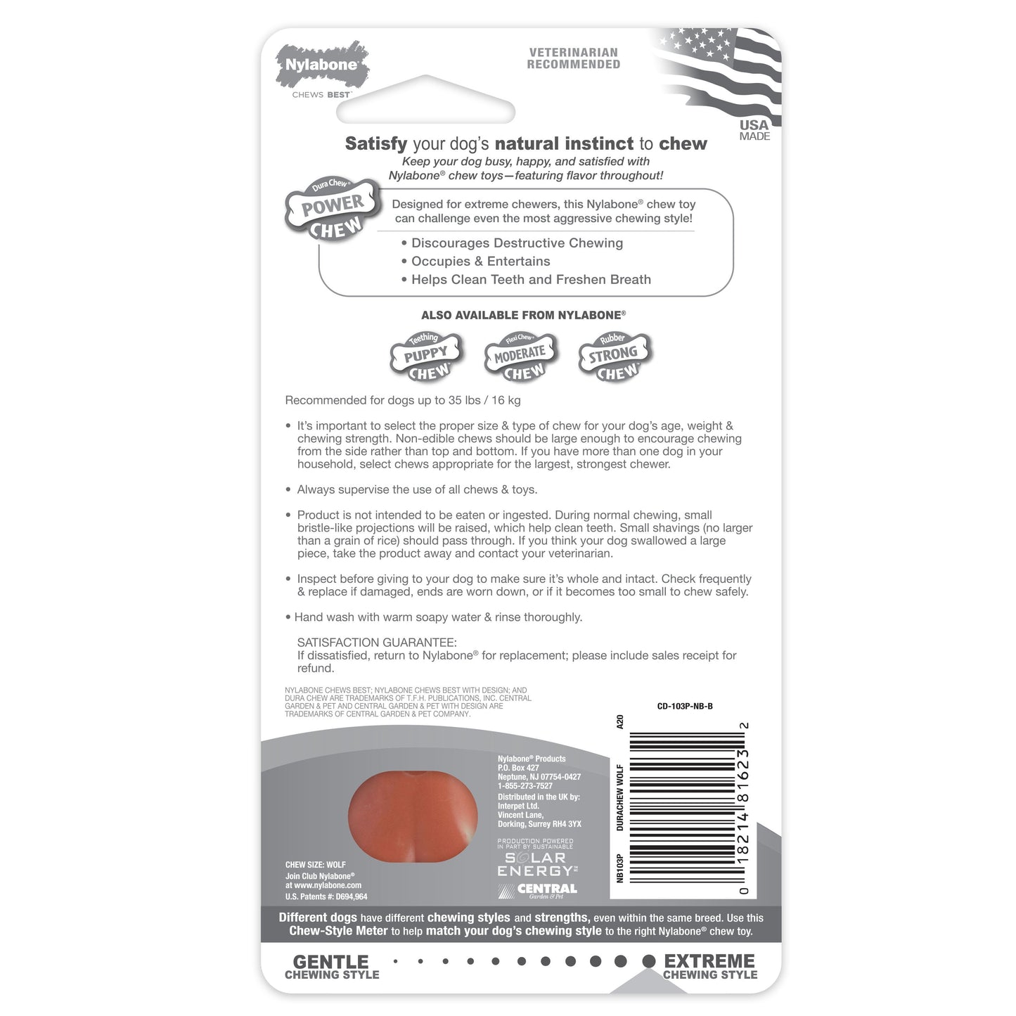 Nylabone Power Chew Dog Toy Bacon, 1ea/Medium/Wolf  Up To 35 Lbs. 1 ct