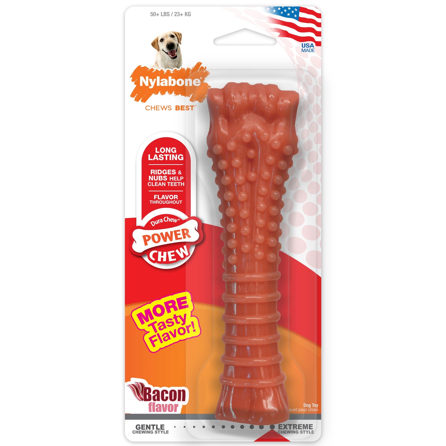 Nylabone Power Chew Dog Toy Bacon, 1ea/XL/Souper  50 Lbs. 1 ct