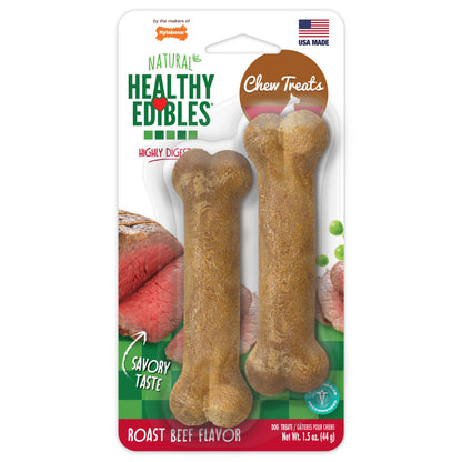 Nylabone Healthy Edibles AllNatural Long Lasting Chew Treats Roast Beef, 1ea/XS/Petite  Up To 15 Lbs. 2 ct