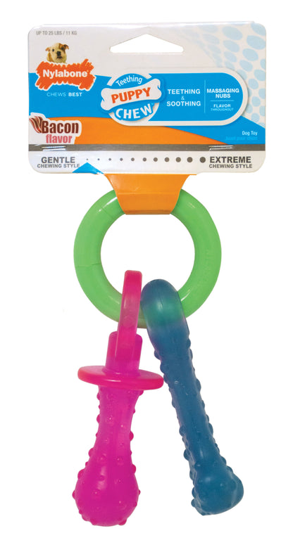 Nylabone Puppy Pacifier Teething Toy Bacon, 1ea/SMall/Regular  Up To 25 Ibs. 1 ct