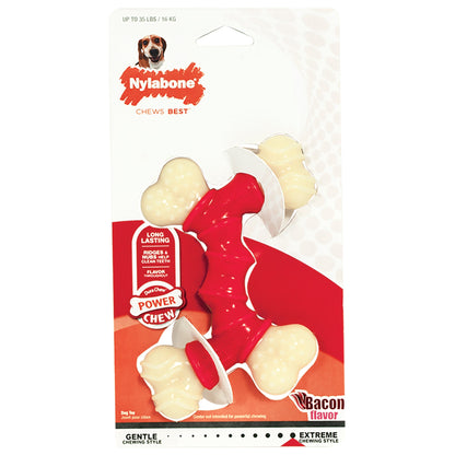 Nylabone Power Chew Double Bone Bacon Dog Chew Toy Bacon, 1ea/Medium/Wolf  Up To 35 Lbs. 1 ct