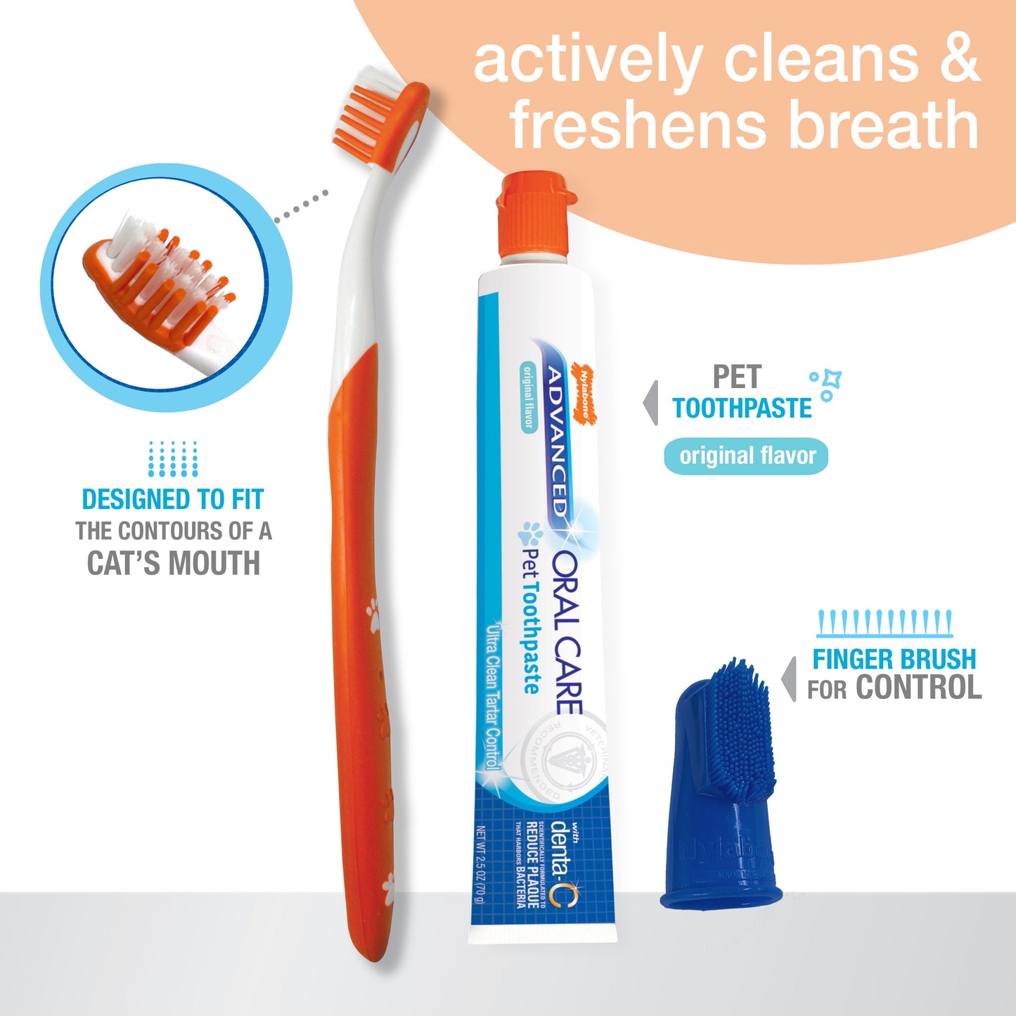 Nylabone Advanced Oral Care Cat Dental Kit Original, 1ea/2.5 oz 3 ct