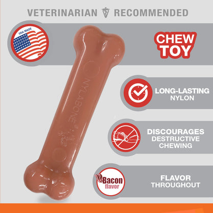 Nylabone Power Chew Bacon  Chicken Durable Dog Chew Toy Pack Bacon  Chicken, 1ea/Medium/Wolf  Up To 35 Lbs. 2 ct