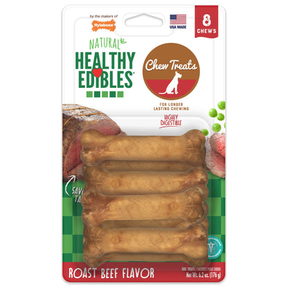 Nylabone Healthy Edibles AllNatural Long Lasting Chew Treats Roast Beef, 1ea/XS/Petite  Up To 15 Lbs. 8 ct