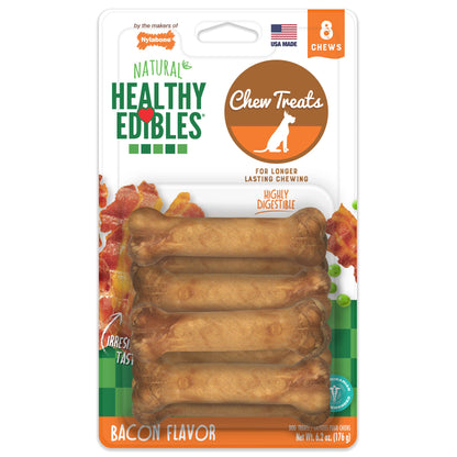 Nylabone Healthy Edibles AllNatural Long Lasting Chew Treats Bacon, 1ea/XS/Petite  Up To 15 Lbs. 8 ct
