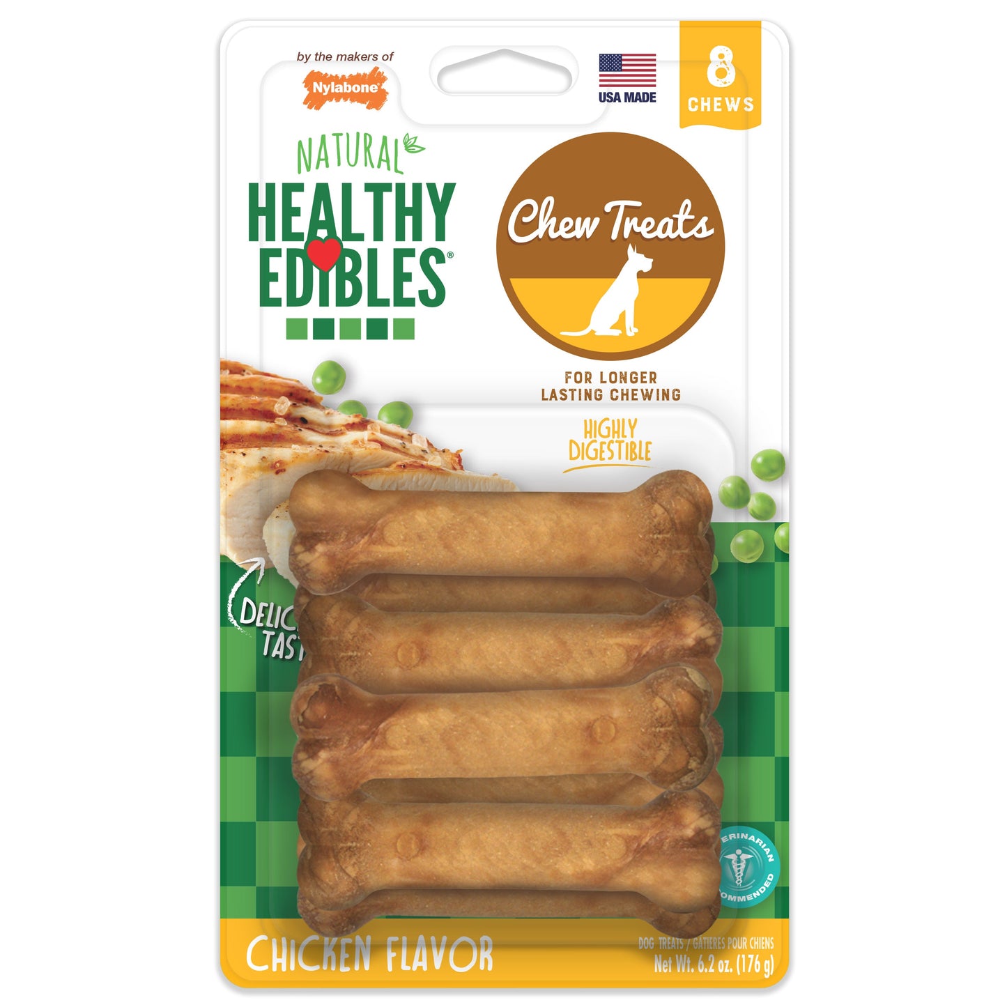 Nylabone Healthy Edibles AllNatural Long Lasting Chew Treats Chicken, 1ea/XS/Petite  Up To 15 Lbs. 8 ct