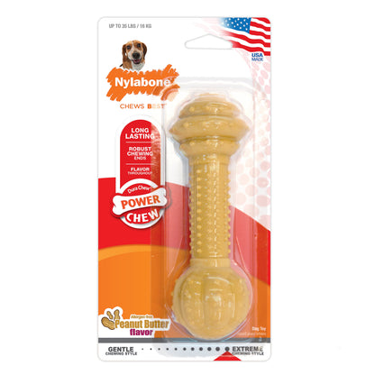 Nylabone Barbell Power Chew Durable Dog Toy Peanut Butter, 1ea/Medium/Wolf  Up To 35 Lbs. 1 ct
