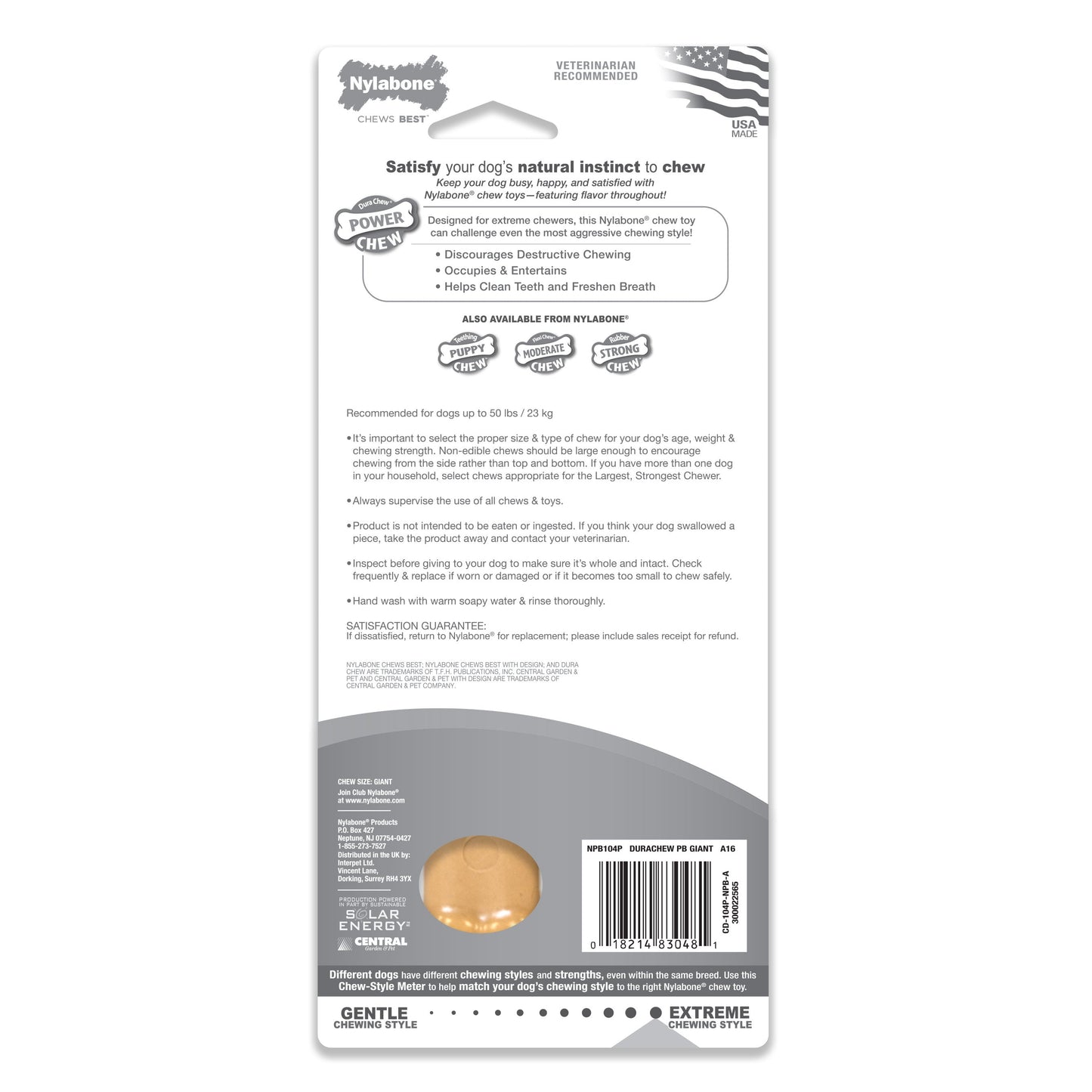 Nylabone Power Chew Dog Toy Peanut Butter, 1ea/Large/Giant  Up To 50 Lbs. 1 ct