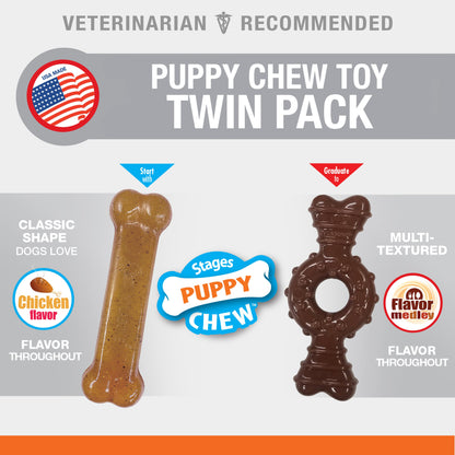 Nylabone Just for Puppies Teething Chew Ring Bone Flavor Medley  Chicken, 1ea/XS/Petite  Up To 15 Lbs. 2 ct