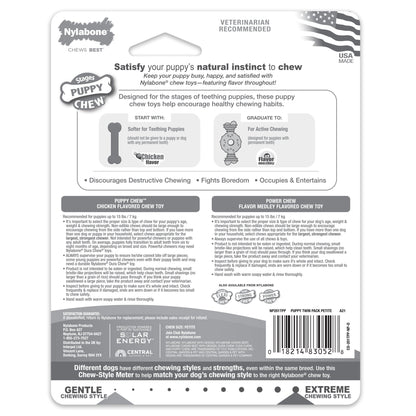 Nylabone Just for Puppies Teething Chew Ring Bone Flavor Medley  Chicken, 1ea/XS/Petite  Up To 15 Lbs. 2 ct