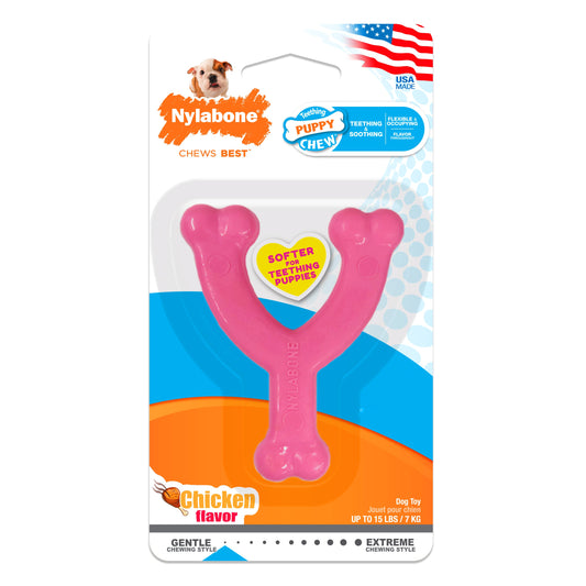 Nylabone Puppy Chew Toy Wishbone Chicken, Pink, 1ea/XS/Petite  Up To 15 Lbs. 1 ct
