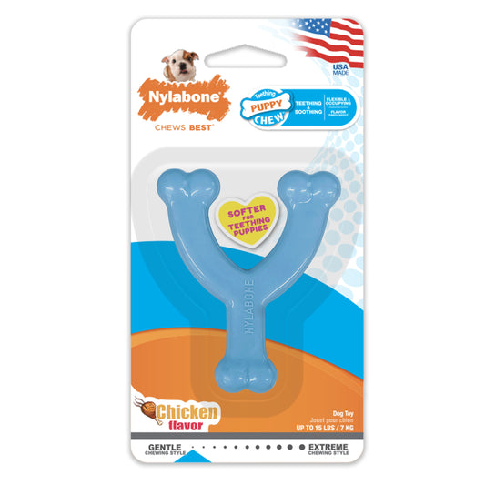 Nylabone Puppy Chew Toy Wishbone Chicken, Blue, 1ea/XS/Petite  Up To 15 Lbs. 1 ct