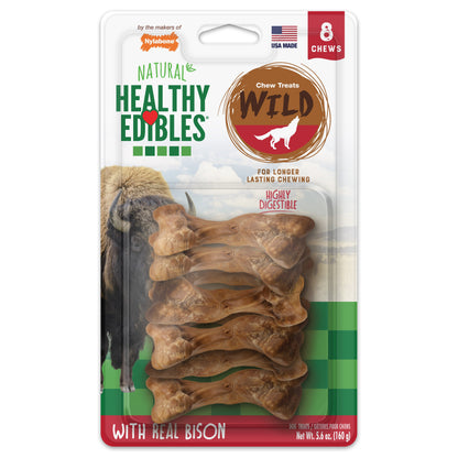 Nylabone Healthy Edibles WILD AllNatural Long Lasting Chew Treats Bison, 1ea/SMall/Regular  Up To 25 Ibs. 8 ct