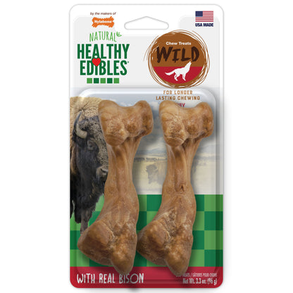 Nylabone Healthy Edibles WILD AllNatural Long Lasting Chew Treats Bison, 1ea/Medium/Wolf  Up To 35 Lbs. 2 ct