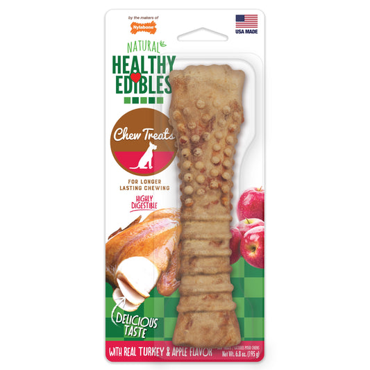 Nylabone Healthy Edibles AllNatural Long Lasting Chew Treats Turkey  Apple, 1ea/XL/Souper  50 Lbs. 1 ct