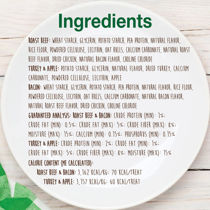 Nylabone Healthy Edibles AllNatural Long Lasting Puppy Chew Treats Roast Beef, Turkey, Apple, Bacon, 1ea/XS/Petite  Up To 15 Lbs. 3 ct