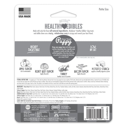 Nylabone Healthy Edibles AllNatural Long Lasting Puppy Chew Treats Roast Beef, Turkey, Apple, Bacon, 1ea/XS/Petite  Up To 15 Lbs. 3 ct