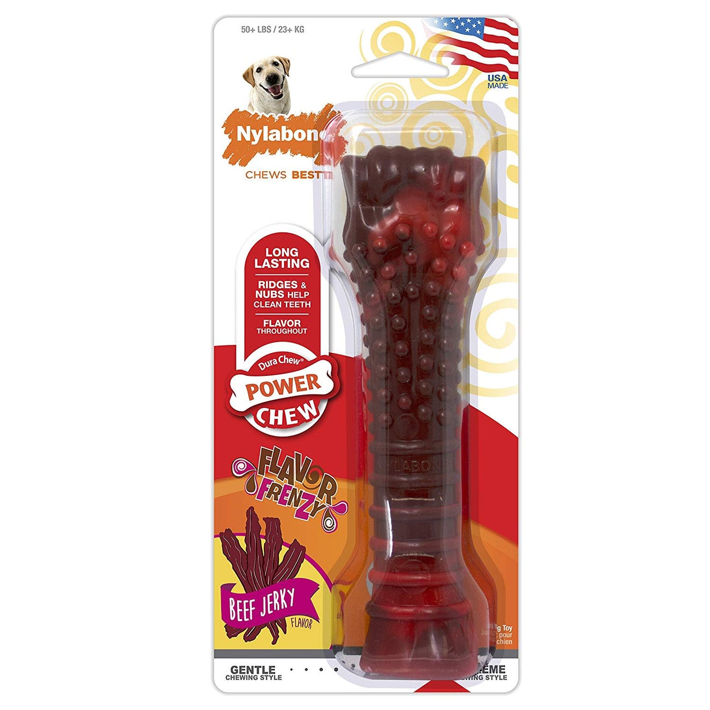Nylabone Flavor Frenzy Power Chew Durable Dog Chew Toy Beef Jerky, 1ea/XL/Souper  50 Lbs. 1 ct