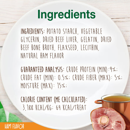 Nylabone Healthy Edibles Broth Bone AllNatural Long Lasting Chew Treats Ham, 1ea/SMall/Regular  Up To 25 Ibs. 4 ct