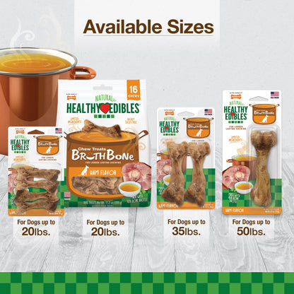Nylabone Healthy Edibles Broth Bone AllNatural Long Lasting Chew Treats 1 Count, 1ea/Giant  Up To 50 lb