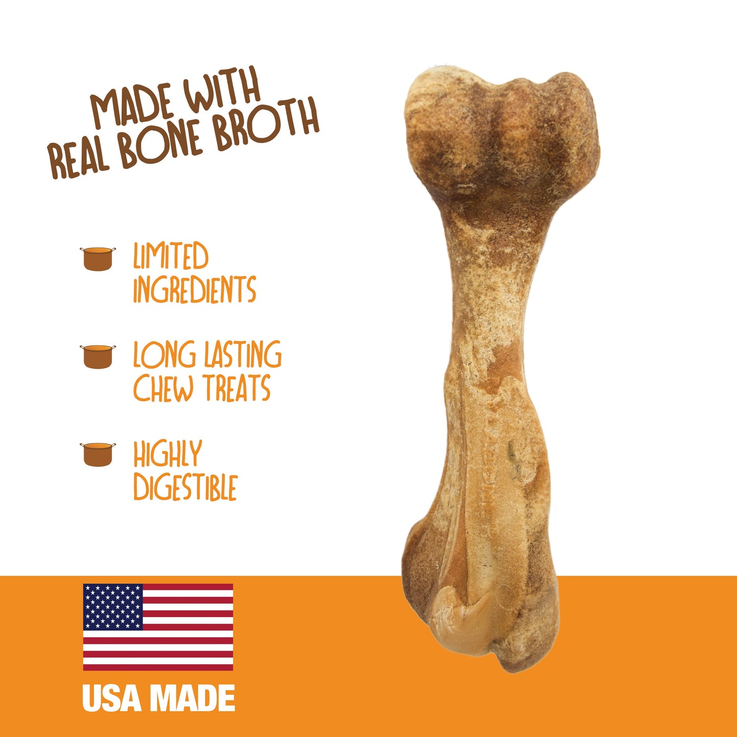 Nylabone Healthy Edibles Broth Bone AllNatural Long Lasting Chew Treats 1 Count, 1ea/Giant  Up To 50 lb