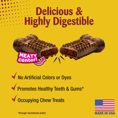 Nylabone Nubz Meaty Center Natural Long Lasting Edible Dog Chews Beef, 1ea/SMall  Up To 30 Lbs. 20 ct