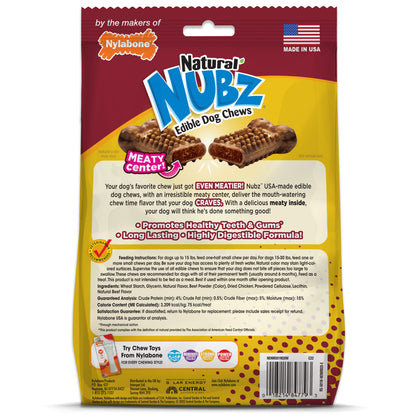 Nylabone Nubz Meaty Center Natural Long Lasting Edible Dog Chews Beef, 1ea/SMall  Up To 30 Lbs. 20 ct